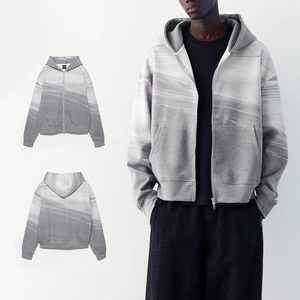 KingSen OEM Print Breathable Interlock Zip-Up Hoodie 2 Way Zip Up Heavy Weight Y2K Streetwear Hoodies <b>for</b> men and women - Product Image 1