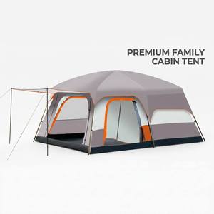 Tente de camping familiale grande capacité imperméable pour 8 à 12 personnes, abri de glamping gris portable à montage facile en 5 minutes - Product Image 2