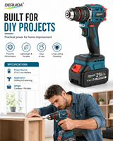 DERUIDA 21V Perceuse sans fil portable à moteur sans balais, outils électriques OEM pour le perçage du bois, Furadeira - Vente en gros fabricant