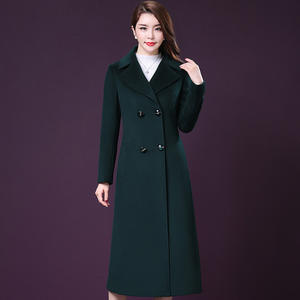 Automne hiver manteau en laine à double boutonnage Extra Long sur le genou Slim Fit nouveau Style fourrure de lapin peau de serpent cuir bouton soie - Product Image 6