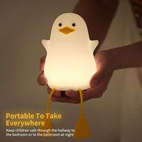 Veilleuse en silicone en forme de canard mignon avec contrôle tactile et rechargeable par USB pour bébé et enfant, décoration de chambre kawaii, cadeau de Noël