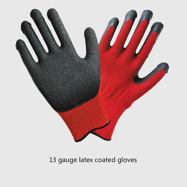 Red Black Latex Half Coated Gloves