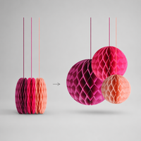 Lot de trois boules en papier nid d'abeille pour décoration de plafond de mariage, série géométrique, ornement suspendu indispensable
