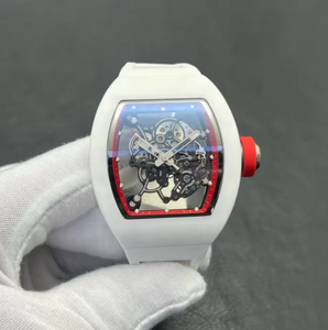 Montre mécanique en céramique blanche entièrement automatique de haute qualité RM 055, analogique, avec bracelet en caoutchouc, verre saphir, étanche 3 BAR - Product Image 2