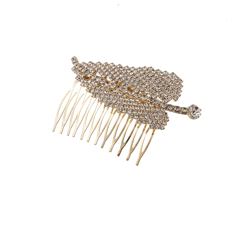 Hair accessories New design fashion hair accessories Leaf shaped color diamond jewelry Comb Wedding comb clip