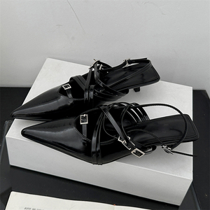 2025 New Patent Leather Black <b>White</b> Stiletto Custom High <b>Heels</b> Sandals Zapatos De Mujer - Product Image 4