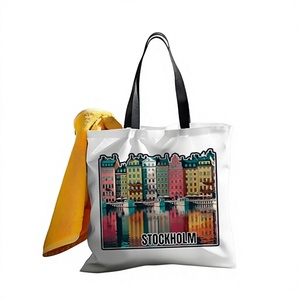 Sac fourre-tout non tissé imprimé paysage urbain de Stockholm, grande taille, sac de shopping à porter à la main, usage quotidien - Product Image 1