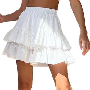 Nouvelle jupe à volants sexy taille haute en dentelle unie pour femme, collection printemps-été, style tempérament - Product Image 2