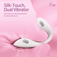 Stimulateur clitoridien vibrant sans latex, étanche IPX7, 9 vitesses, télécommande sans fil, silicone, forme en C, double extrémité