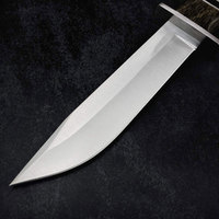Couteau Bowie d'extérieur OEM à lame fixe à vendre, manche en bois, étui en cuir, lame à pointe fixe, couteau d'extérieur