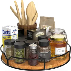 2023 wood Kitchen Countertop Lazy Susan, Turntable Organizer for Cabinet Pantry