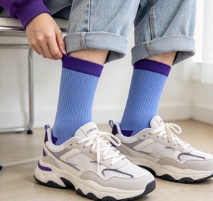 Calcetines Casuales Unisex de Algodón Suave con Logotipo Personalizado, Diseño de Bloques de Color, Elásticos, Duraderos y con Punta Reforzada para Todas las Edades - Product Image 6
