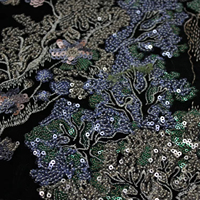 Tissu brocart en dentelle, velours noir, broderie de sequins pour robes de mariée, de soirée, sur mesure, fabrication OEM