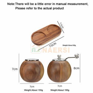 Moulin à poivre et salière en bois à usage domestique réglable broyeur manuel à <span class=keywords><strong>manivelle</strong></span> avec <span class=keywords><strong>poignée</strong></span> en métal ensemble de broyeur dans une boîte - Product Image 2