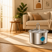 Fontaine à eau pour animaux de compagnie en acier inoxydable de 3,2 L avec niveau d'eau visible, débit circulant, distributeur d'eau automatique pour animaux domestiques