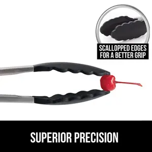 Koreaanse Bbq <span class=keywords><strong>Tong</strong></span> Niet Giftig Zwarte Hittebestendige Barbeque Roestvrij Keuken Koken Voedsel Tang Met Siliconen Tips - Product Image 3