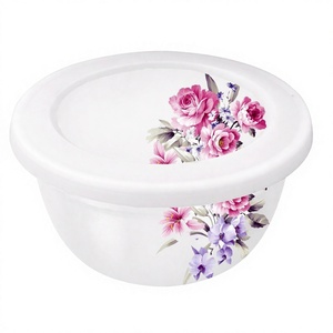 Ensemble de bols à impression de couvercle en acier inoxydable Flower avec motif imprimé de texte Ensemble de 2 pièces - Product Image 1