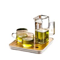 Service à thé Kung Fu haut de gamme en verre avec filtre, tasse publique en forme de croissant de lune, design chinois et minimaliste