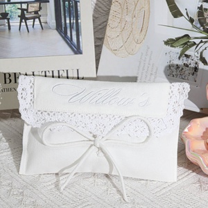 <span class=keywords><strong>Pochette</strong></span> en sergé de coton imprimée avec logo personnalisé, avec dentelle, pour bijoux, parfums, cosmétiques, cadeaux, portefeuille, emballage de cheveux, sac anti-poussière en coton - Product Image 1