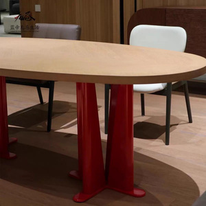 Oval Solid Wood Dining <b>Table</b> Modern Office Desk Nordic Style Stable Structure 71cm Space Adult Use - Product Image 4