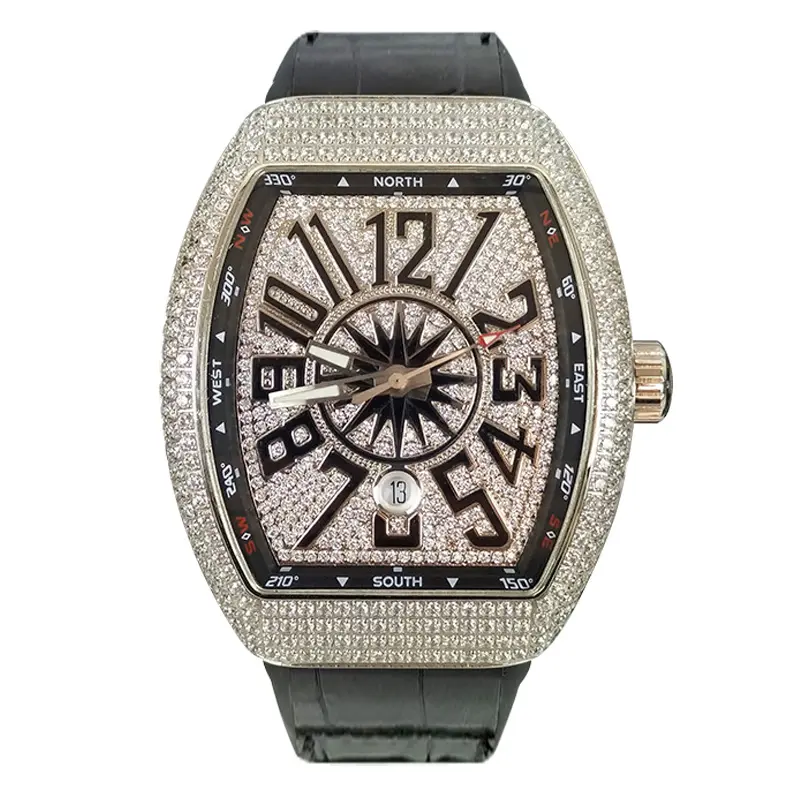V45 Large Dial Men's watch light luxury Diamond Stainless steel wine barrel waterproof luminous full automatic mechanical watch