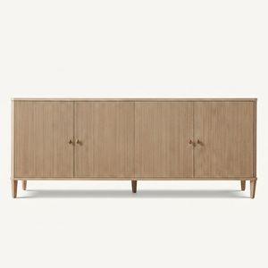 Neoclassical Reeded Oak Wood <b>Sideboard</b> Cabinet with Aluminum Hardware for Luxury Hotel and Residential Projects - Product Image 3