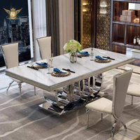 Table à manger de luxe légère, mobilier italien rectangulaire pour restaurant, salle à manger, sur mesure OEM