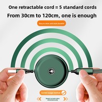 Kabel Data Teleskopik 3-in-1 dari Paduan Aluminium dengan Konektor /Micro USB/Type-C Pengisian Cepat 3A & Transfer Data