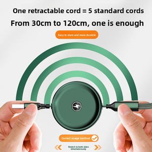 Câble de données télescopique 3-en-1 en alliage d'aluminium avec connecteurs Micro USB/Type-C, charge rapide 3A et transfert de données - Product Image 5