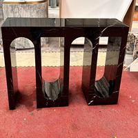 Table console d'angle en marbre Emperador foncé pour salon, porche, couloir, décoration intérieure