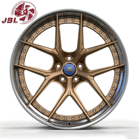 Jantes en alliage d'aluminium forgé en deux parties de 18 à 26 pouces, finition bronze, lèvre polie, rivetées, larges, pour voiture Audi, 20 mm, 25 mm