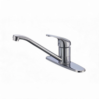 Robinet de cuisine commercial moderne à col long, monocommande, en laiton, avec cartouche céramique et installation monotrou