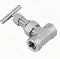 Vanne à aiguille à filetage interne en acier inoxydable SS304, à passage direct, avec tige anti-éclatement et commande à poignée en T, pour gaz, huile et eau, de type OEM usine