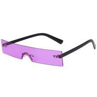 Nouvelles lunettes de soleil rectangulaires étroites et petites pour femmes, monture sans bordure teintée rose, jaune, rouge, lunettes de soleil pour femmes