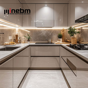 Meubles de cuisine au design moderne avec finition laquée, armoires de cuisine avec îlot central - Product Image 4
