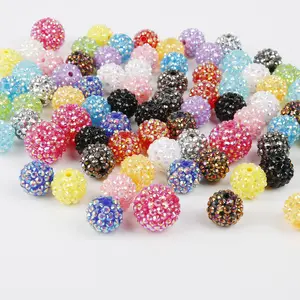 Factory Direct Sales Resin Rhinestone Ball Diy Beads 12mm Rhinestone AB Acrylic Chunky Bubblegum Round Beads For Necklace