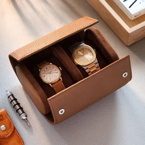 BSCI Factory Custom Friendly scatola di imballaggio per orologi in pelle custodia per orologi di lusso e custodia per orologi da viaggio impermeabile a 2 Slot
