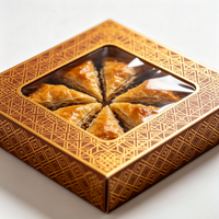 Boîte d'emballage pour baklava anti-graisse avec fenêtre transparente, boîte cadeau haut de gamme pour les douceurs méditerranéennes