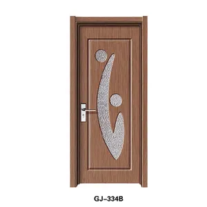 Cheap wholesale glass pvc mdf wood door black walnut Mid-east Africa hot sale style bathroom door