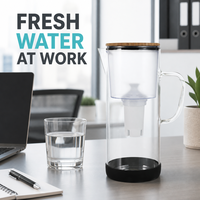 Carafe filtrante à eau en verre 3,5 L avec filtre à charbon actif, portable, écologique, pour usage domestique, réduit le chlore et les métaux lourds