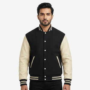 <b>Top</b> Quality 100% Cashmere Wool Body and Genuine Cowhide Leather Sleeves Custom Color Letterman Varsity Jacket for Men - Product Image 1