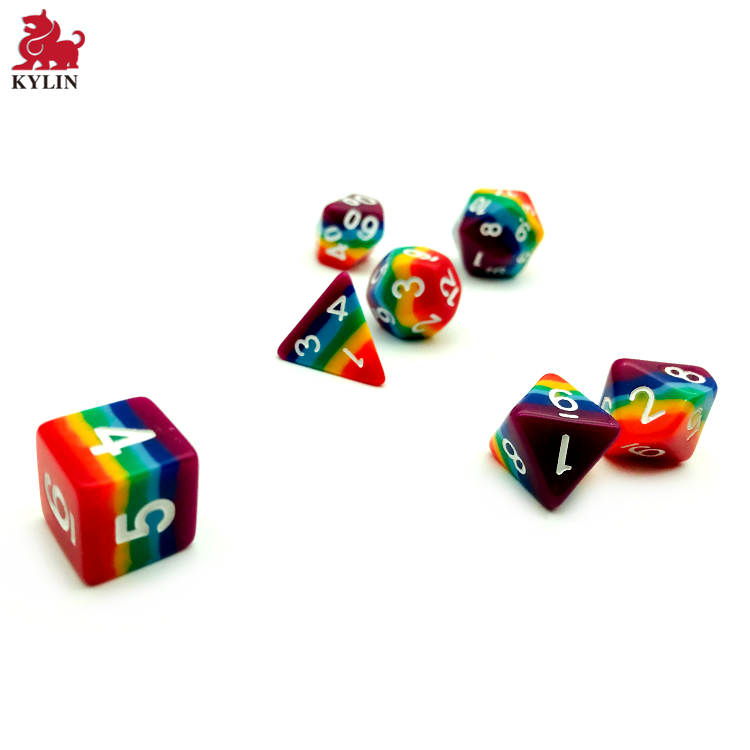 Donjons de dés numériques en résine transparente polyèdre & Dragon D & D RPG multicolore jeu de dés