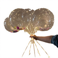 2026 Boule Bobo Lumineuse à Plumes, Rond, Transparent en TPU, à LED Clignotante, avec Tige de Transport, pour Stand de Marché Nocturne, Vente en Gros