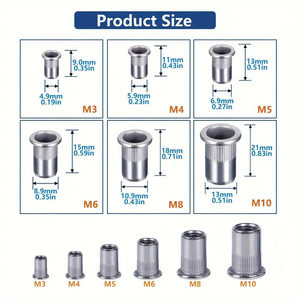 Baiguluo Aluminum <b>Rivet</b> <b>Nuts</b> M3 M4 M5 M6 M8 M10 Flat Head Push In Flanged Set For Metal Assembly - Product Image 2