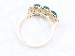 Or jaune 18 carats 23 #   Bague en diamant en forme d'œuf de jade naturel, pierre principale de 2,75 carats, pierres secondaires de 0,108 carats, pour mariages et fiançailles, 4 pièces - Product Image 6