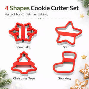 <span class=keywords><strong>Tagliabiscotti</strong></span> Ecologico per Natale, 1 Pezzo, con Impugnatura in Silicone, Stampi per Biscotti a Forma <span class=keywords><strong>di</strong></span> <span class=keywords><strong>Fiocco</strong></span> <span class=keywords><strong>di</strong></span> <span class=keywords><strong>Neve</strong></span>, Stella, Albero e Calza - Product Image 2