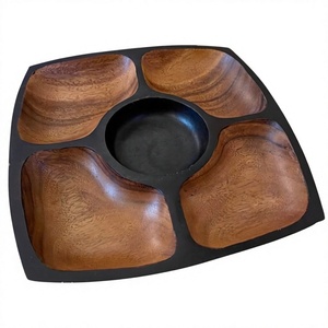 Bandejas y Platos Decorativos de Madera Gruesa, Ecológicos, Aptos para Lavavajillas y Microondas, para Uso Doméstico en Fiestas - Product Image 6