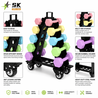 Support de Rangement Commercial SK pour Haltères avec Roues – Organisateur Compact Multi-Niveaux pour Équipement de Fitness et de Gym