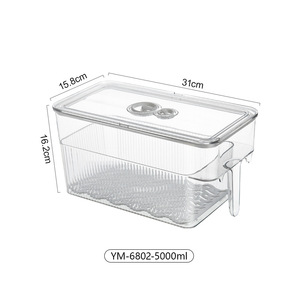 Food Storage Box Rectangle Transparent With Lid And Handle For Fridge Vegetable Fruit Preservation Organizer - Product Image 5