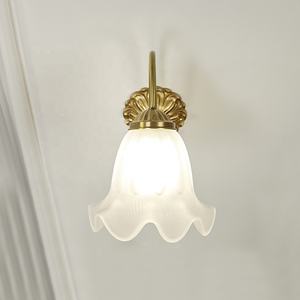 Lampu Dinding Vintage Prancis LED, lampu dinding mewah, dekorasi kamar tidur, lampu samping tempat tidur, lampu dinding kuningan Amerika, lampu bentuk bunga - Product Image 6